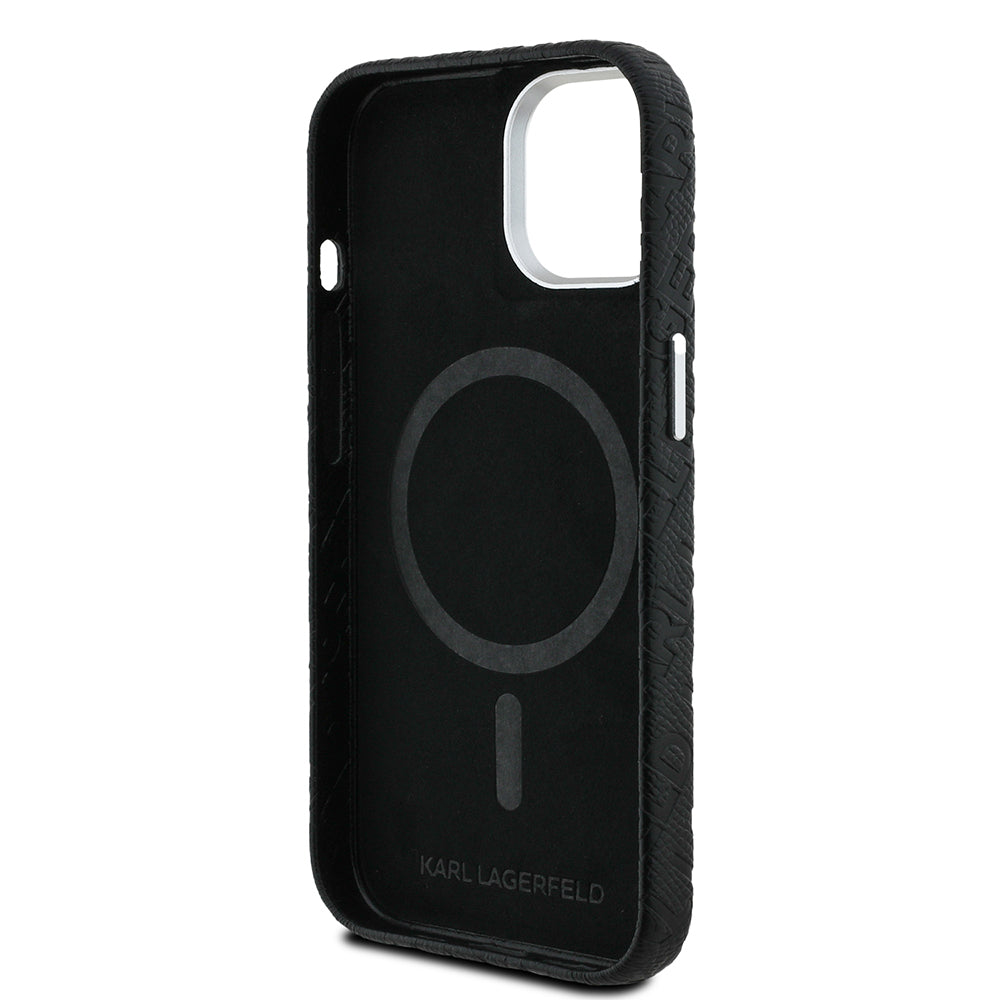 Karl Lagerfeld iPhone 15 Orjinal Lisanslı PU Deri Damgalı Metal Yazı Logolu Telefon Kılıfı Karl Lagerfeld iPhone 15 Orjinal Lisanslı PU Deri Damgalı Metal Yazı Logolu Telefon Kılıfı
